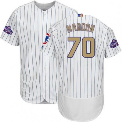 Mens Majestic Chicago Cubs 70 Joe Maddon Authentic White 2017 Gold Program Flex Base MLB Jersey