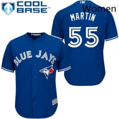 Womens Majestic Toronto Blue Jays 55 Russell Martin Replica Blue MLB Jersey