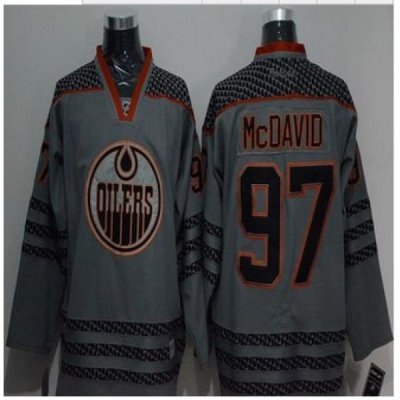 Edmonton Oilers #97 Connor McDavid Charcoal Cross Check Fashion Stitched NHL Jersey