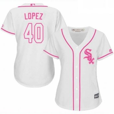 Womens Majestic Chicago White Sox 40 Reynaldo Lopez Authentic White Fashion Cool Base MLB Jersey