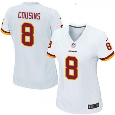 Womens Nike Washington Redskins 8 Kirk Cousins Game White NFL Jersey