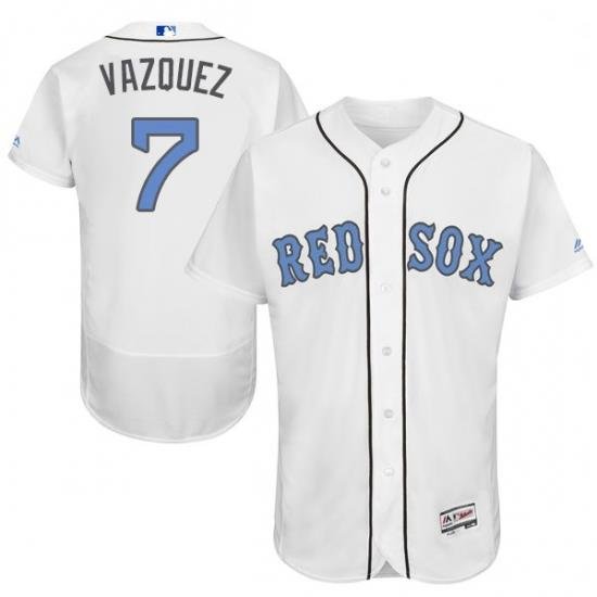 Mens Majestic Boston Red Sox 7 Christian Vazquez Authentic White 2016 Fathers Day Fashion Flex Base Jersey