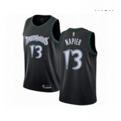 Mens Minnesota Timberwolves 13 Shabazz Napier Authentic Black Hardwood Classics Jersey