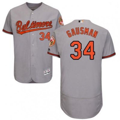 Mens Majestic Baltimore Orioles 34 Kevin Gausman Grey Road Flex Base Authentic Collection MLB Jersey