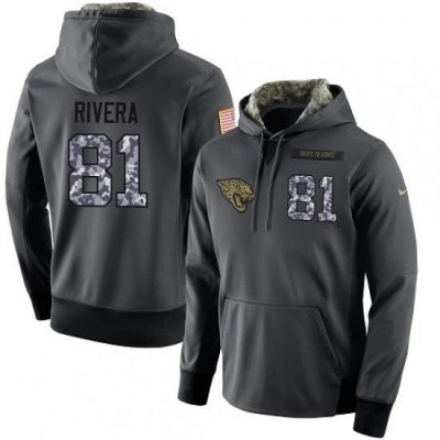 NFL Mens Nike Jacksonville Jaguars 81 Mychal Rivera Stitched Black Anthracite Salute to Service Player Performance Hoodie