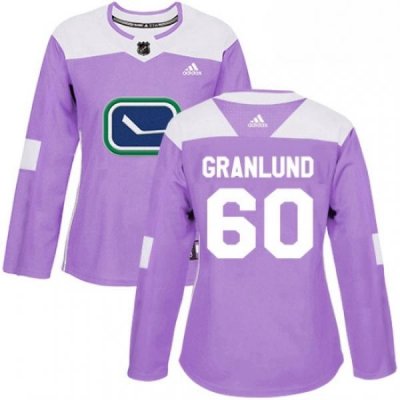 Womens Adidas Vancouver Canucks 60 Markus Granlund Authentic Purple Fights Cancer Practice NHL Jersey