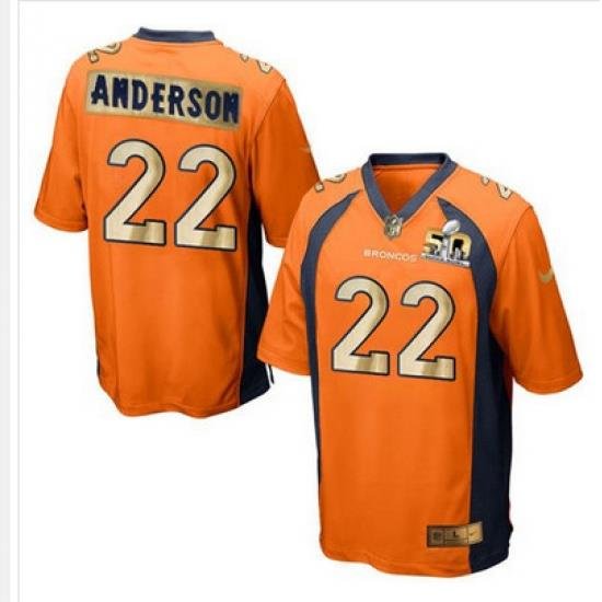 Nike Broncos #22 C J  Anderson Orange Team Color Mens Stitched NFL Game Super BoWl 50 Collection Jersey