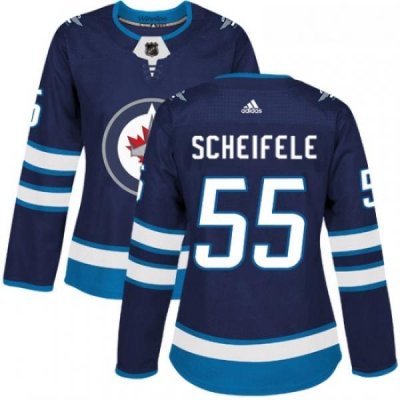 Womens Adidas Winnipeg Jets 55 Mark Scheifele Authentic Navy Blue Home NHL Jersey