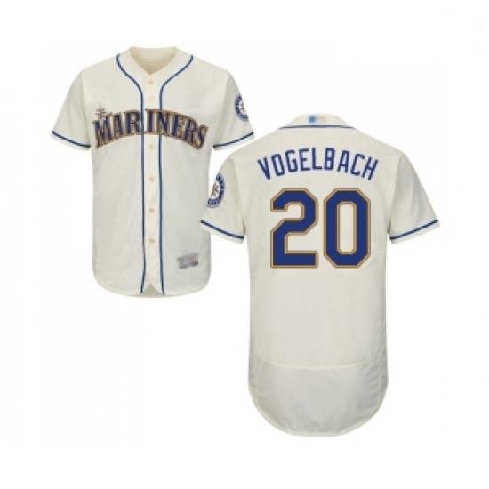 Mens Seattle Mariners 20 Dan Vogelbach Cream Alternate Flex Base Authentic Collection Baseball Jersey