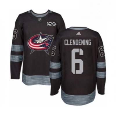 Mens Adidas Columbus Blue Jackets 6 Adam Clendening Authentic Black 1917 2017 100th Anniversary NHL Jersey