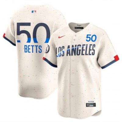 Men Los Angeles Dodgers 50 Mookie Betts Cream 2024 City Connect Limited Stitched Baseball Jersey