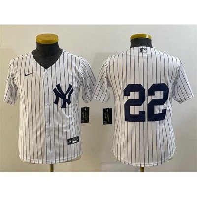 Youth NeW York Yankees 22 Harrison Bader White Cool Base Stitched Baseball Jersey