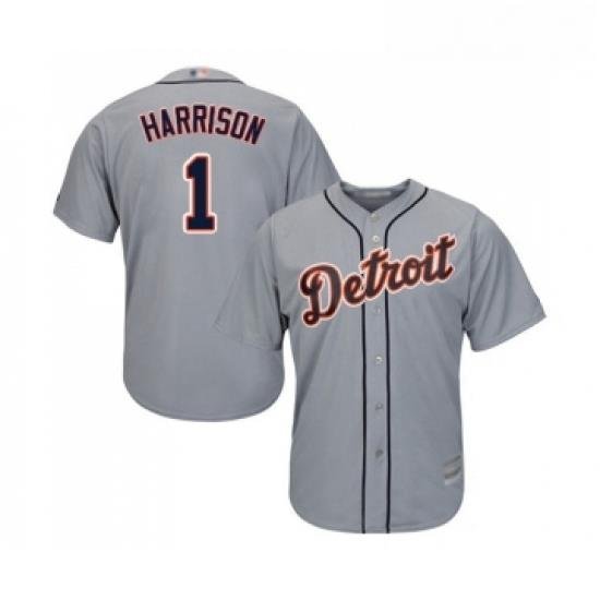 Youth Detroit Tigers 1 Josh Harrison Replica Grey Road Cool Base Baseball Jersey