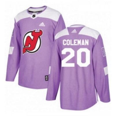 Youth Adidas New Jersey Devils 20 Blake Coleman Authentic Purple Fights Cancer Practice NHL Jersey