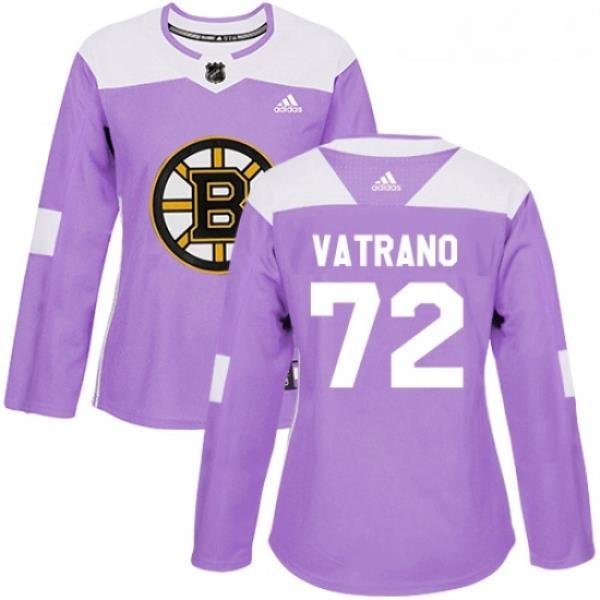 Womens Adidas Boston Bruins 72 Frank Vatrano Authentic Purple Fights Cancer Practice NHL Jersey