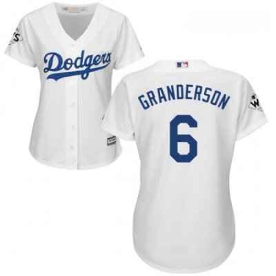 Womens Majestic Los Angeles Dodgers 6 Curtis Granderson Replica White Home 2017 World Series Bound Cool Base MLB Jersey