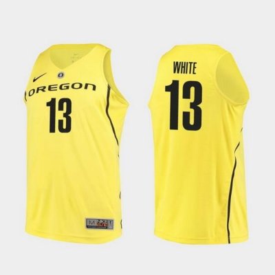 Men Oregon Ducks Paul White Yellow Authentic College Basketball Jersey