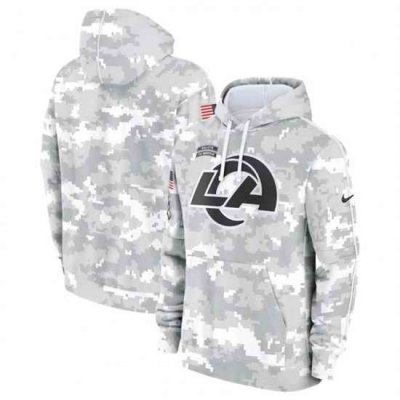 Youth Los Angeles Rams 2024 White Gray Salute To Service Pullover Hoodie