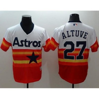 Houston Astros 27 Jose Altuve White Orange Flexbase Authentic Collection CooperstoWn Stitched MLB Jersey