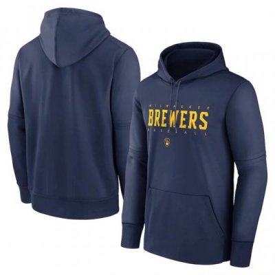 Men Milwaukee Brewers Navy 2022 Therma Performance Pullover Hoodie