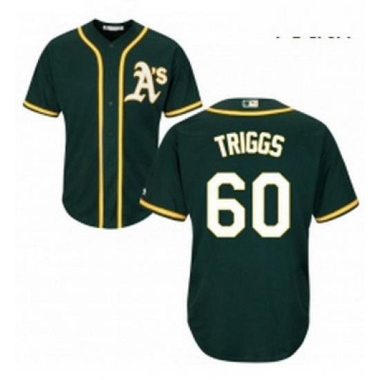 Youth Majestic Oakland Athletics 60 Andrew Triggs Replica Green Alternate 1 Cool Base MLB Jersey