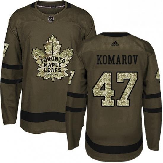 Mens Adidas Toronto Maple Leafs 47 Leo Komarov Authentic Green Salute to Service NHL Jersey