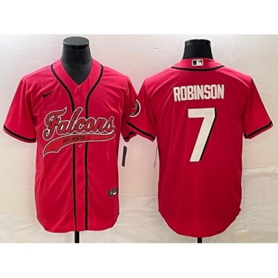 Men Atlanta Falcons 7 Bijan Robinson Red With Patch Cool Base Stitched Baseball Jersey