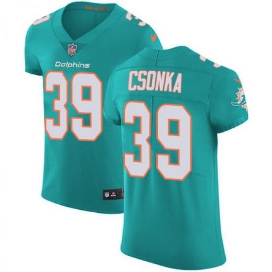 Nike Dolphins #39 Larry Csonka Aqua Green Team Color Mens Stitched NFL Vapor Untouchable Elite Jersey