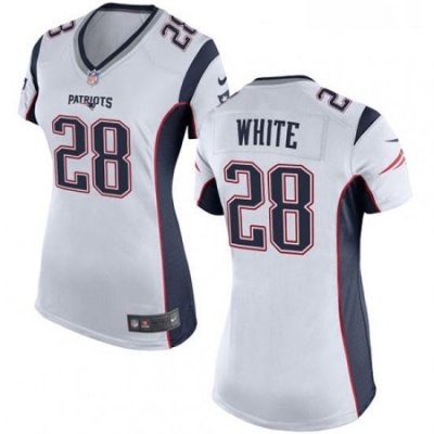 Womens Nike New England Patriots 28 James White Game White NFL Jersey