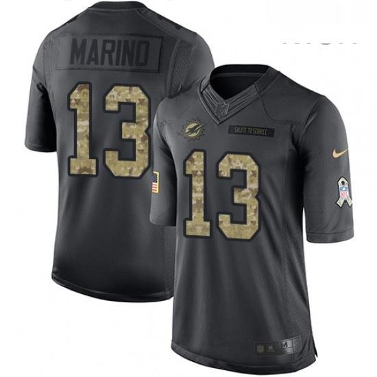 Mens Nike Miami Dolphins 13 Dan Marino Limited Black 2016 Salute to Service NFL Jersey