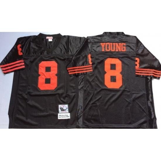 49ers 8 Steve Young Black Throwback Jersey