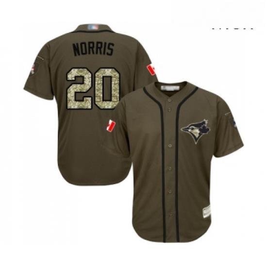 Mens Toronto Blue Jays 20 Bud Norris Authentic Green Salute to Service Baseball Jersey