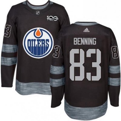 Mens Adidas Edmonton Oilers 83 Matt Benning Authentic Black 1917 2017 100th Anniversary NHL Jersey