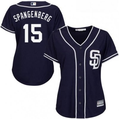 Womens Majestic San Diego Padres 15 Cory Spangenberg Authentic Navy Blue Alternate 1 Cool Base MLB Jersey