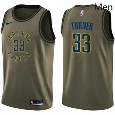 Mens Nike Indiana Pacers 33 Myles Turner Swingman Green Salute to Service NBA Jersey