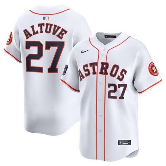 Men Houston Astros 27 Jose Altuve White 2024 World Tour Mexico City Series Home Limited Stitched Baseball Jersey