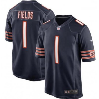 Men Nike Justin Fields Navy Chicago Bears 2021 NFL Draft First Round Pick Game Jersey