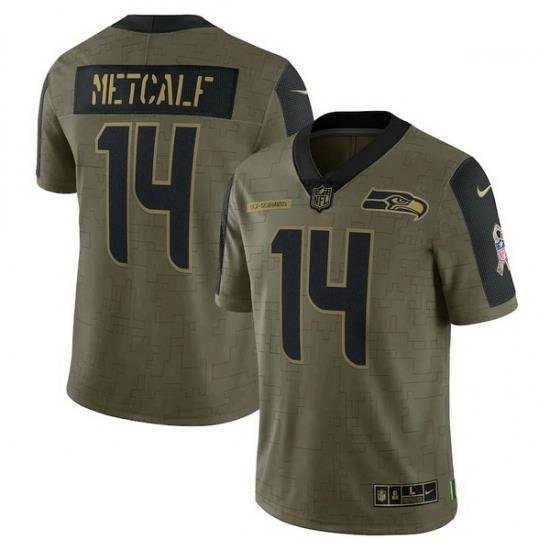 Men's Seattle Seahawks DK Metcalf Nike Olive 2021 Salute To Service Limited Player Jersey