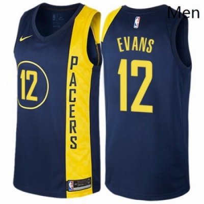 Mens Nike Indiana Pacers 12 Tyreke Evans Swingman Navy Blue NBA Jersey City Edition