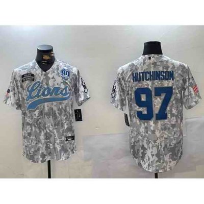 Men Detroit Lions 97 Aidan Hutchinson 2024 Arctic Camo Salute To Service Stitched Baseball Jersey 3