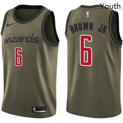 Youth Nike Washington Wizards 6 Troy Brown Jr Swingman Green Salute to Service NBA Jersey