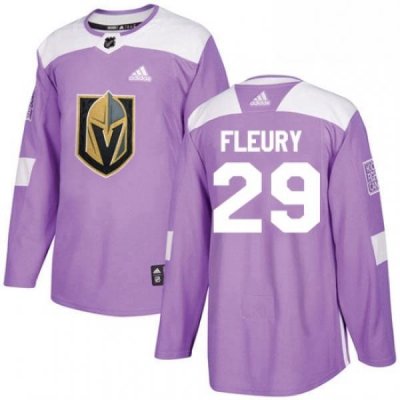 Youth Adidas Vegas Golden Knights 29 Marc Andre Fleury Authentic Purple Fights Cancer Practice NHL Jersey