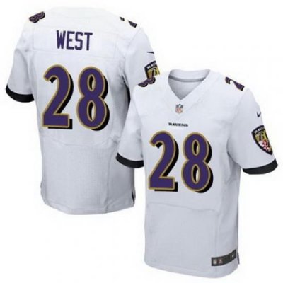 Nike Ravens #28 Terrance West White Mens Stitched NFL New Elite Jersey