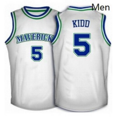 Mens Adidas Dallas Mavericks 5 Jason Kidd Authentic White Throwback NBA Jersey