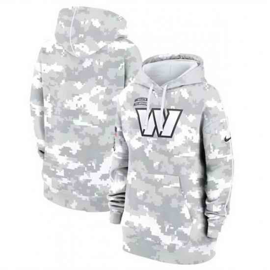 Women Washington Commanders 2024 Arctic Camo Salute To Service Club Fleece Pullover Hoodie