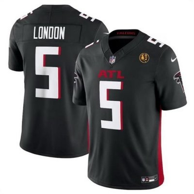 Men Atlanta Falcons 5 Drake London Black 2023 F U S E  With John Madden Patch Vapor Limited Stitched Football Jersey