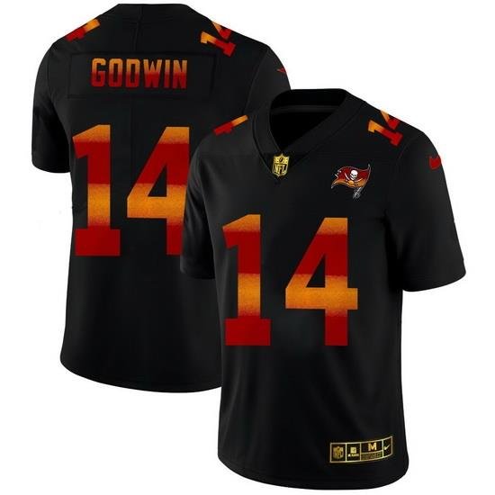 Tampa Bay Buccaneers 14 Chris Godwin Men Black Nike Red Orange Stripe Vapor Limited NFL Jersey