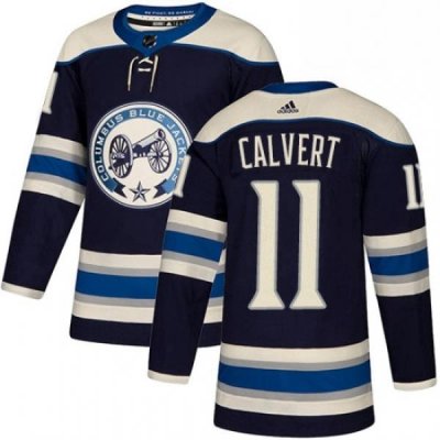 Mens Adidas Columbus Blue Jackets 11 Matt Calvert Authentic Navy Blue Alternate NHL Jersey