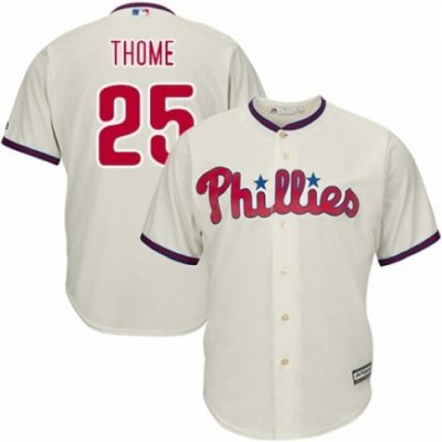 Youth Majestic Philadelphia Phillies 25 Jim Thome Authentic Cream Alternate Cool Base MLB Jersey