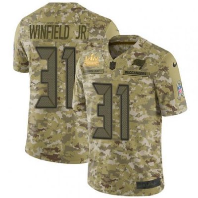 Men Nike Tampa Bay Buccaneers 31 Antoine Winfield Jr  Camo Men Super Bowl LV Champions Patch Stitched NFL Limited 2018 Salute To Service Jersey